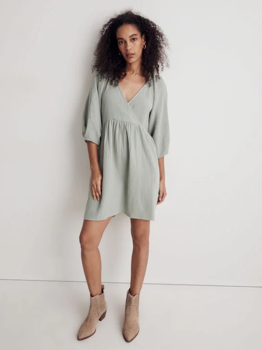 Madewell Marianna Puff-Sleeve Mini Dress size L large
